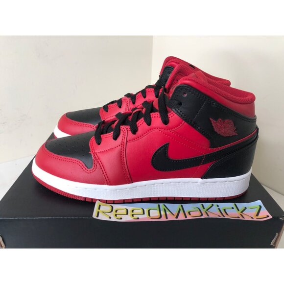 Jordan 1 Mid Gym Red Black GS Youth Sizes 554725 660